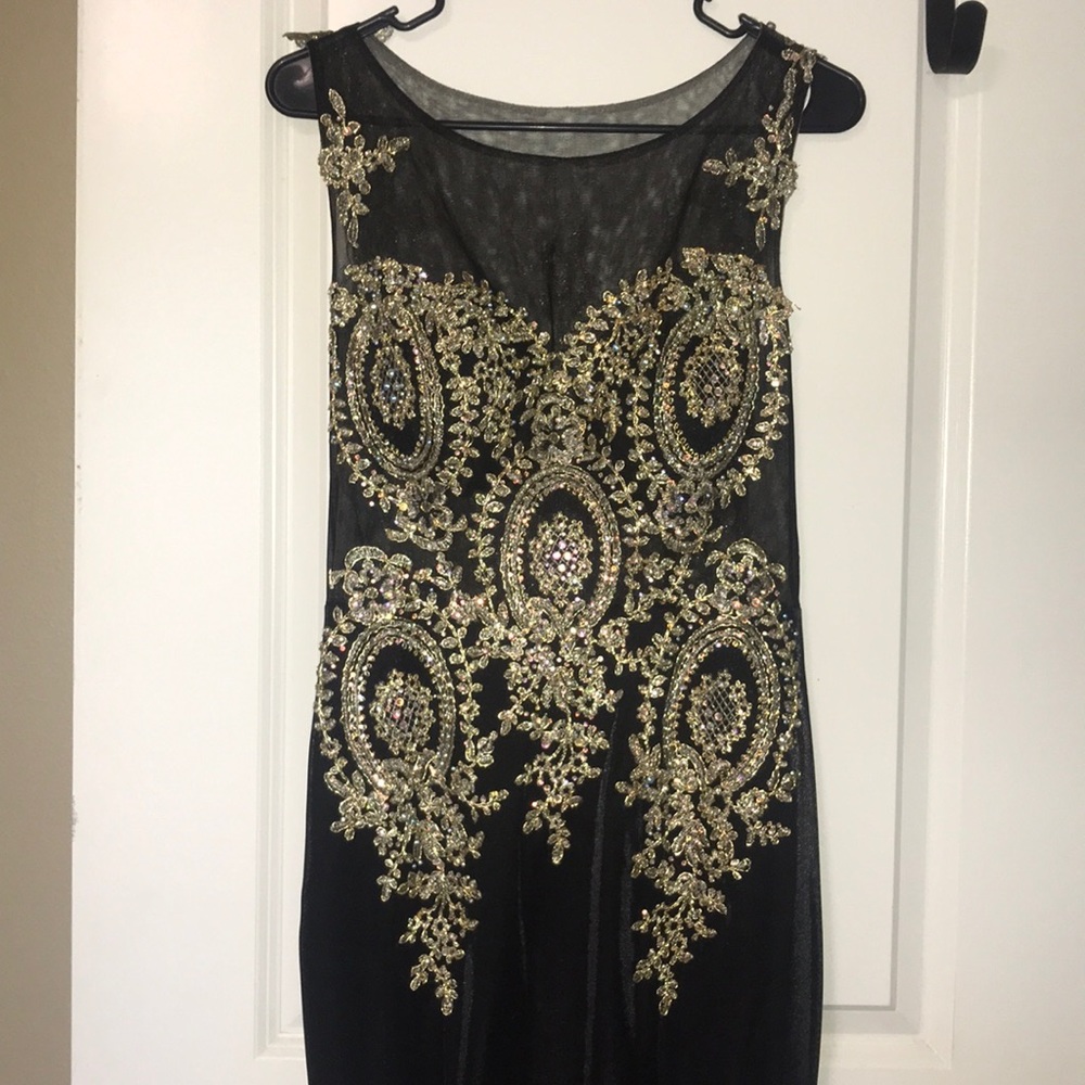 Black and Gold Prom Dress
